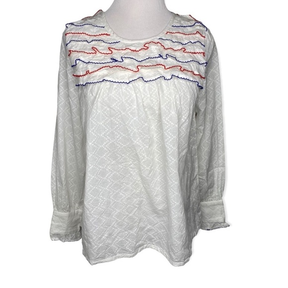 Banjanan Blue and Red Flamenco Top Size Large - Picture 2 of 11